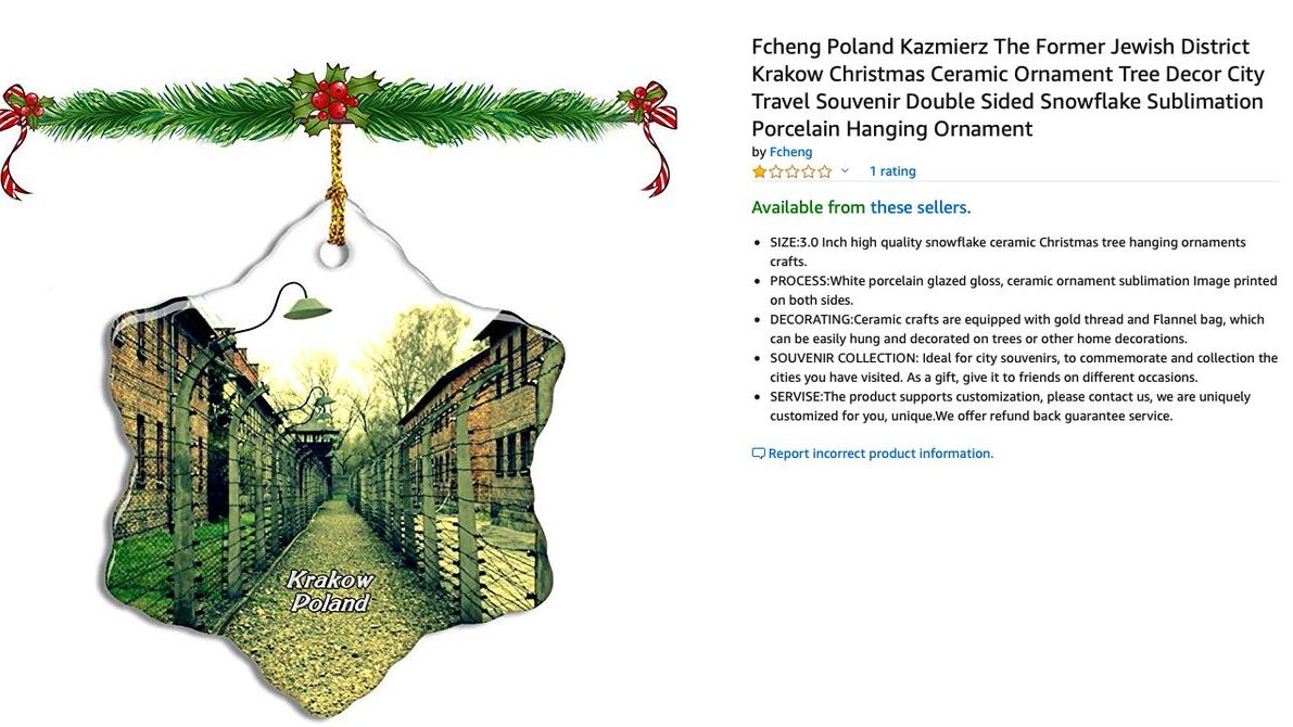 Ozdobte si stromeček motivem z Osvětimi. Amazon pobouřil vánoční nabídkou